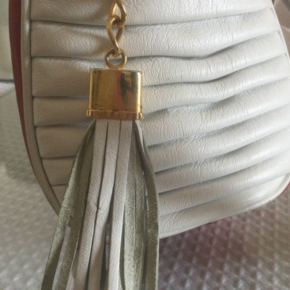 Vintage leather Crossbody red and white - Picture 6 of 9